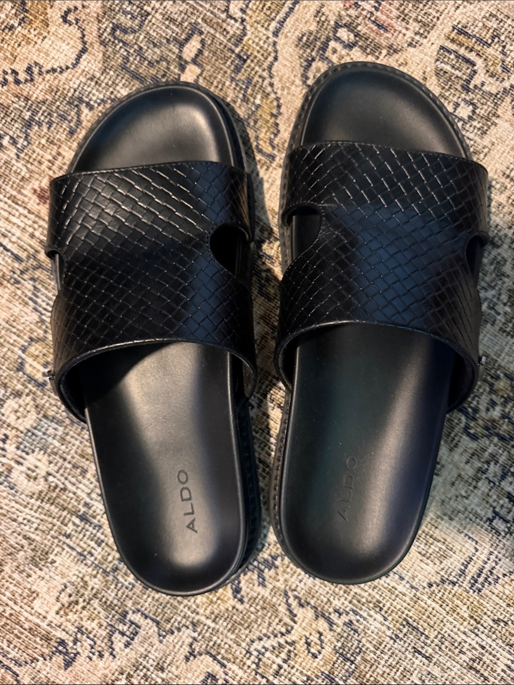 ALDO Black Textured Slide Sandals for Men